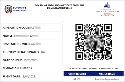 Illustration of travelers with e-ticket